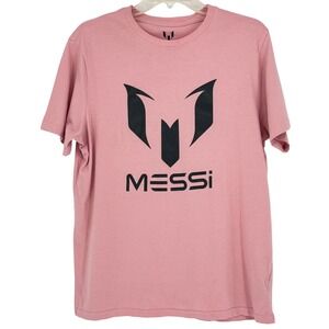 Messi Graphic T Shirt Pink Logo Tee Short Sleeve Womens Large Casual Streetwear